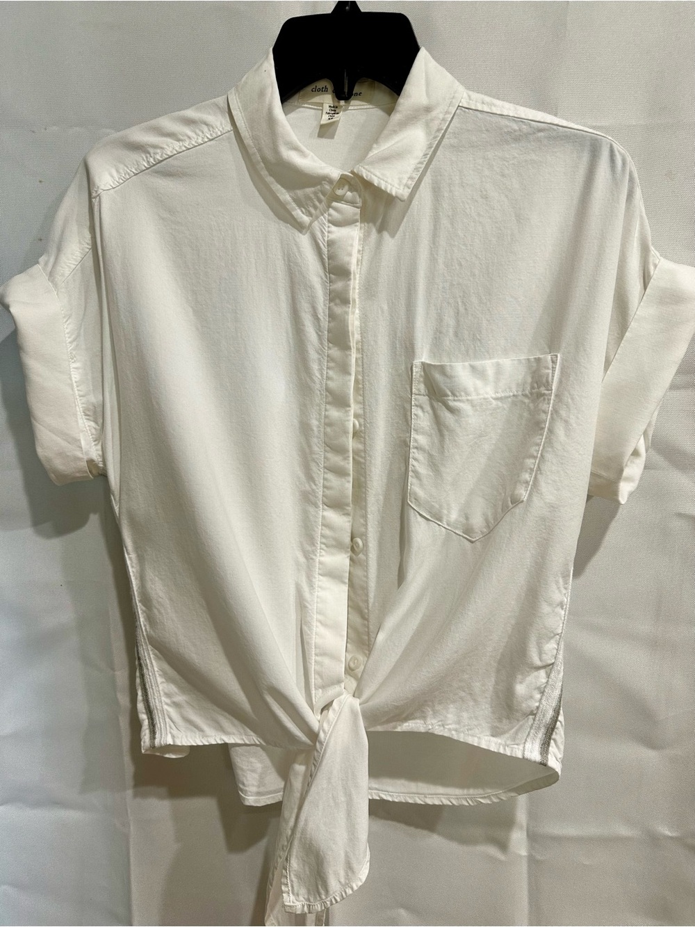 Cloth & Stone White Short-Sleeve Tie-Front Button-Down Shirt New w/o tags